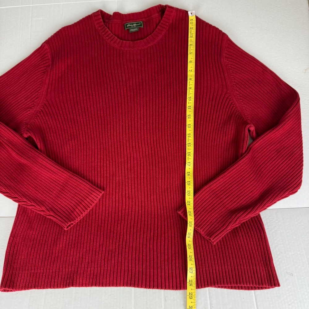 Eddie Bauer‎ Mens Red Ribbed Crewneck Long Sleeve Cotton Sweater XXL Holiday - Picture 6 of 6
